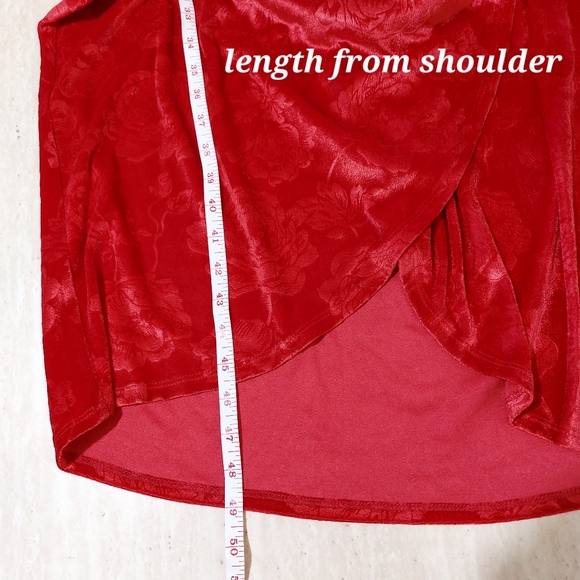 Lane Bryant Red Embossed Velvet Puff-Sleeve Elegant Plus Size Evening Midi Dress - Picture 15 of 15